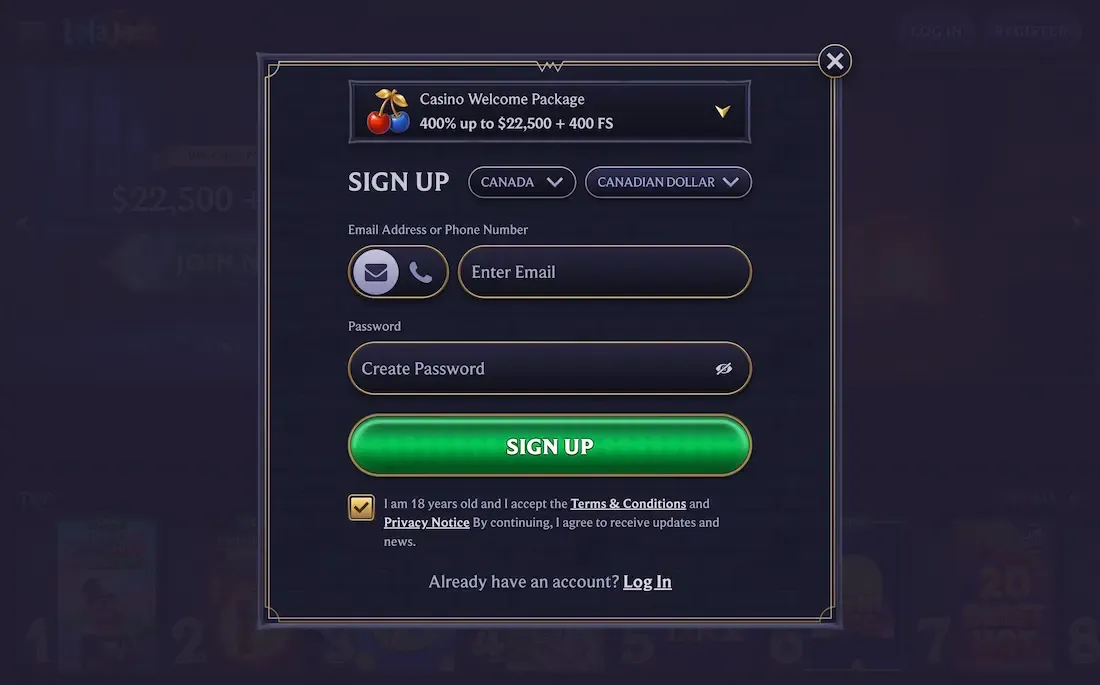 lolajack casino registration